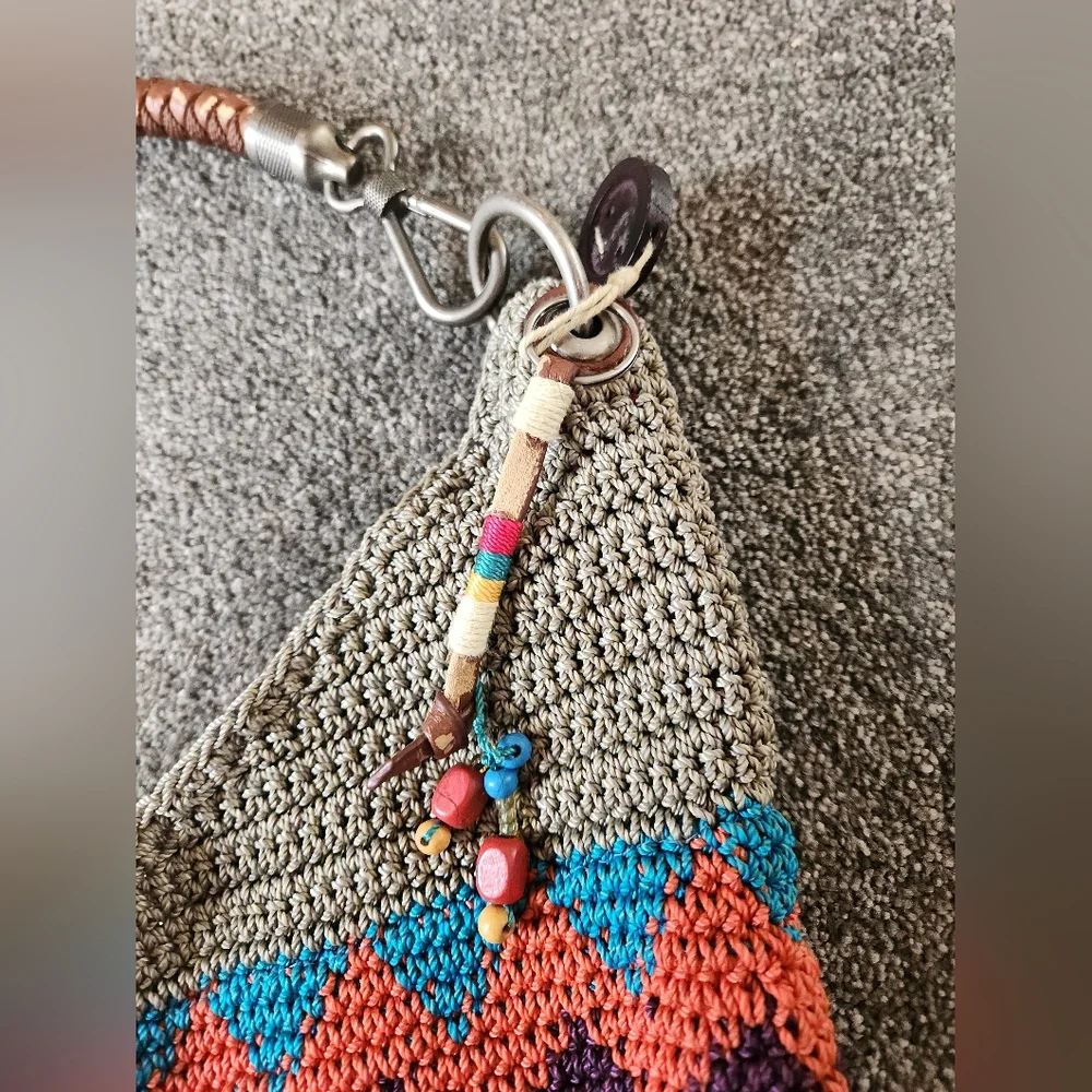 The SAK Bennett‎ Crochet  Monterey Stripe Shoulder Bag Boho Festival Retro